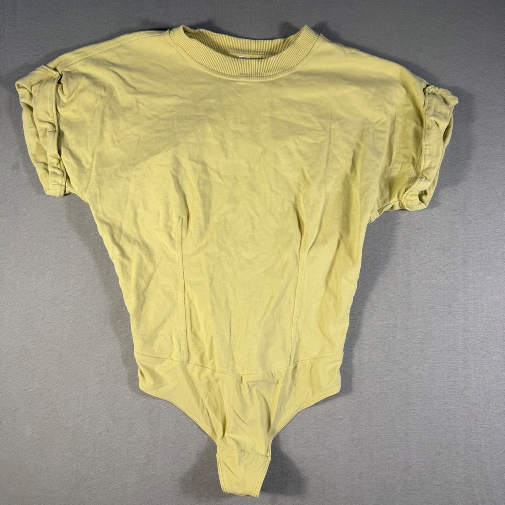 Lululemon All Yours Open Back Bodysuit Yellow Short Sleeve Size Small LW1EAFS
